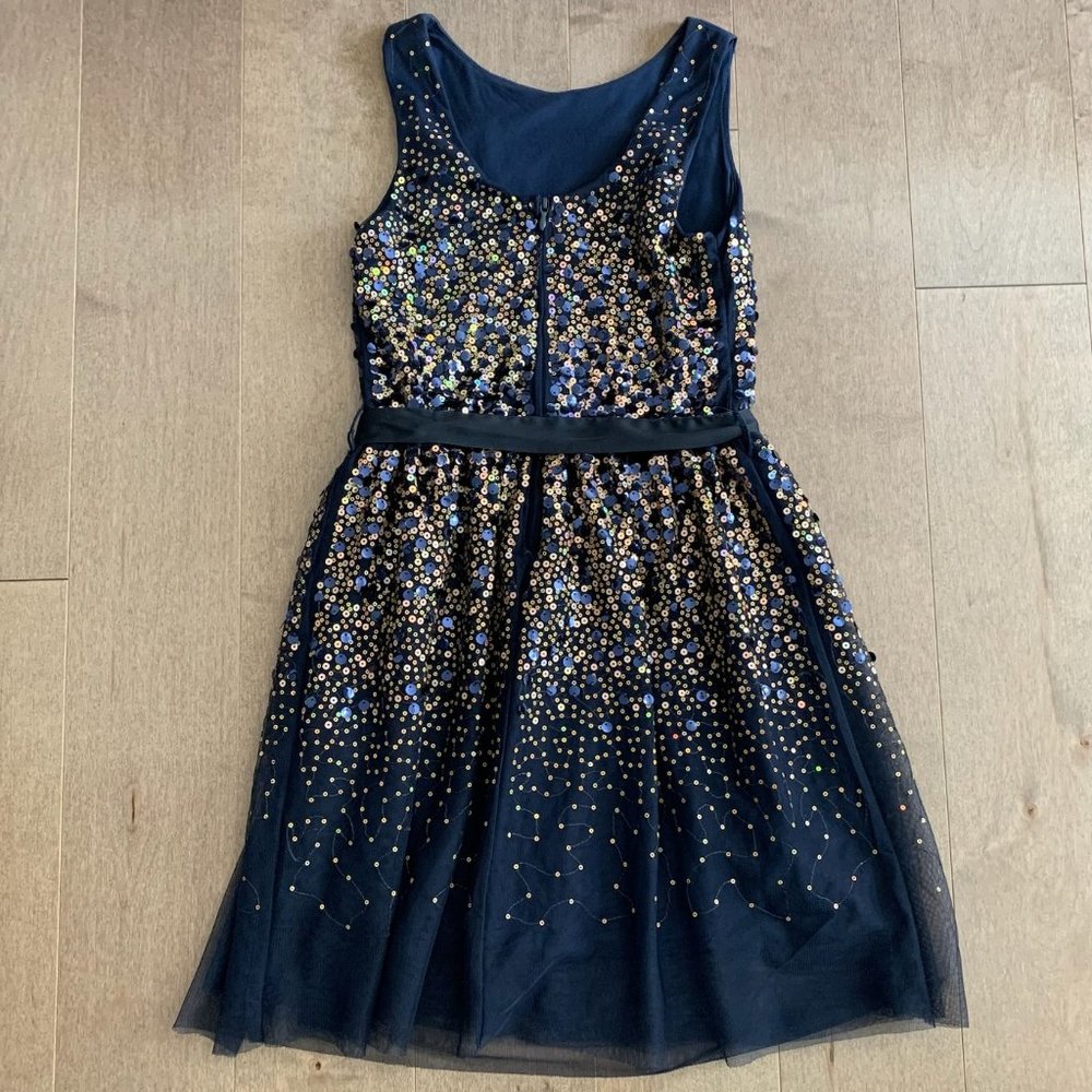 H&M Kids Formal Dress Girls size 9/10 - Navy with Gold Accents - Picture 3 of 4
